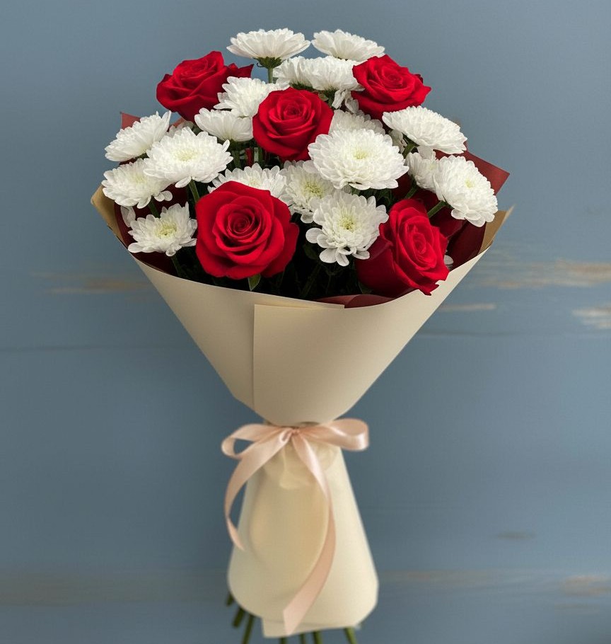 Букет цветов из: Розы и Хризантемы в Новой Ляде