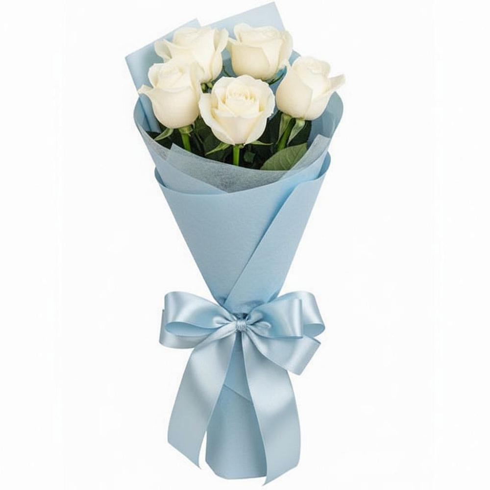 Букет 5 Белых роз Проуд в Новой Ляде