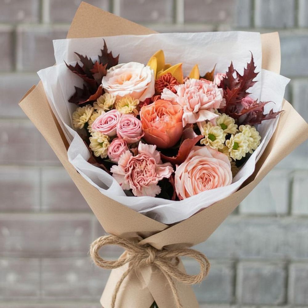 Букет цветов из: Гвоздики, Хризантемы и Розы в Новой Ляде