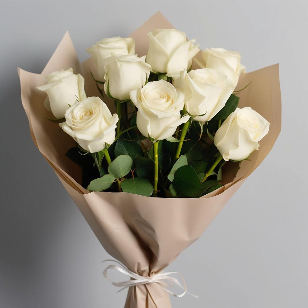 Букет 9 Белых роз Эдлесс Лав в Новой Ляде