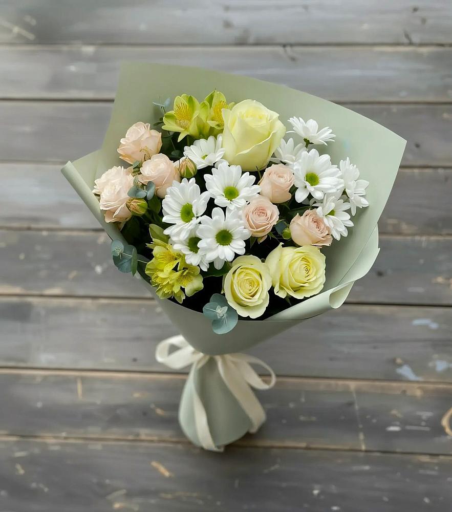 Букет цветов из: Альстромерии, Розы и Хризантемы в Новой Ляде