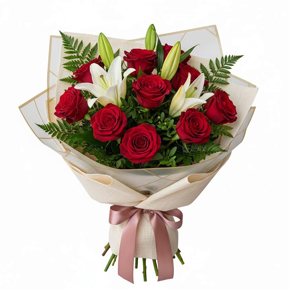 Букет цветов из: Лилии и Розы в Новой Ляде