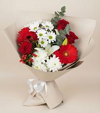 Букет цветов из:  Розы, Хризантемы, Герберы и Лилии в Новой Ляде
