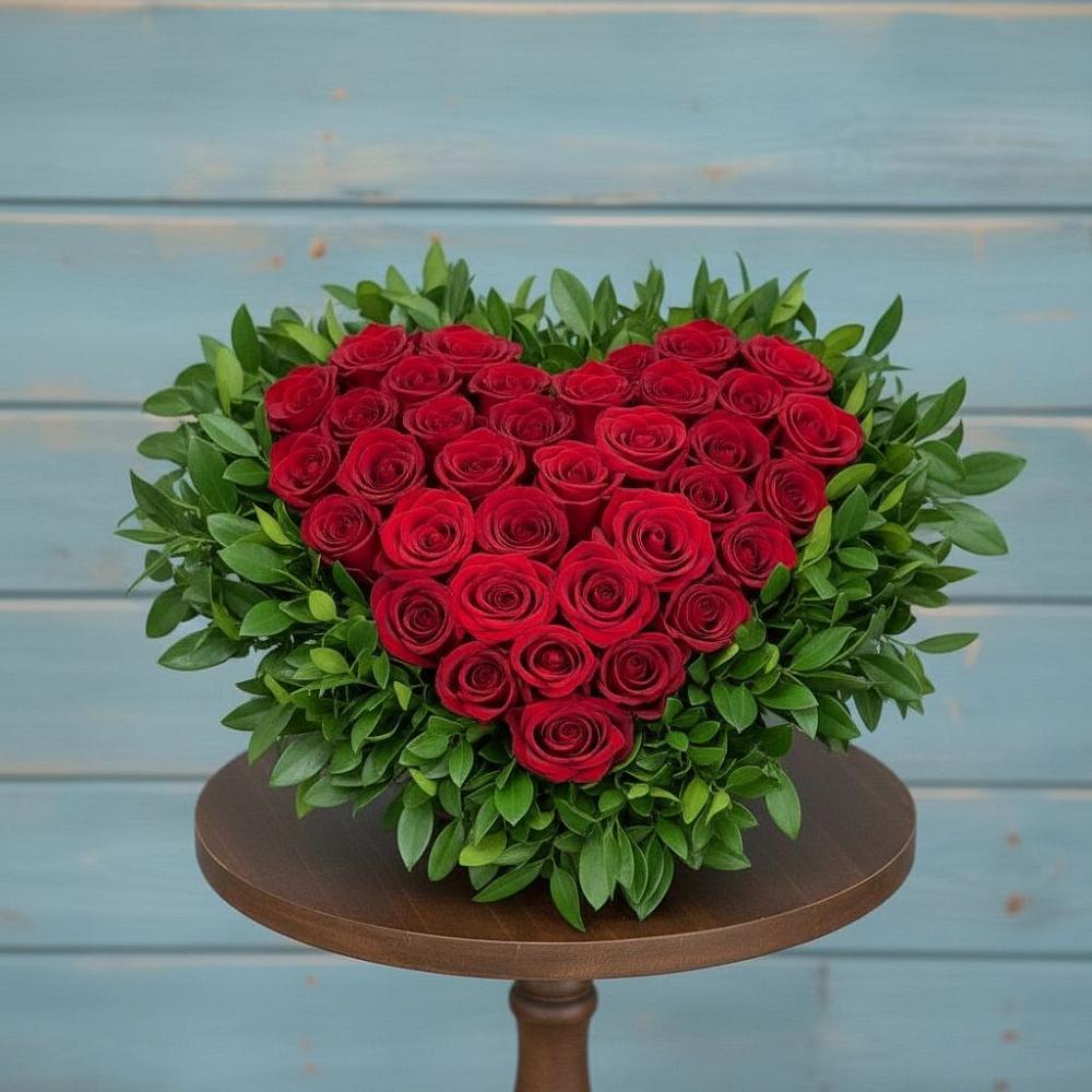 Цветочная композиция из Розы в виде сердца в Новой Ляде