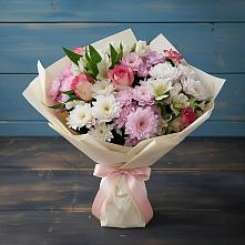 Букет цветов из:  Хризантемы, Альстромерии и Розы #REPLACE_PRED# Новой Ляде