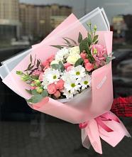 Букет цветов из:  Розы, Лизиантусы и Хризантемы в Новой Ляде