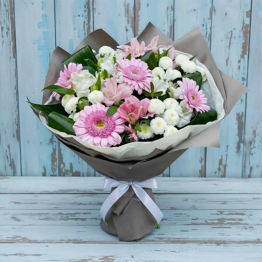 Букет цветов из: Герберы, Альстромерии и Хризантемы в Новой Ляде