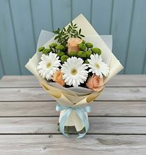 Букет цветов из:  Герберы, Розы и Хризантемы в Новой Ляде
