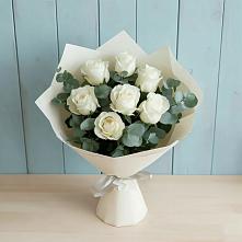 Букет Белые розы в Эвкалипте в Новой Ляде